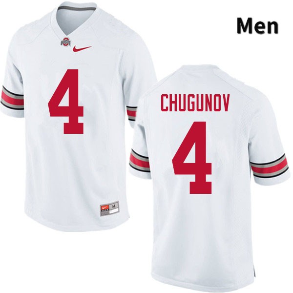 Men's Ohio State Buckeyes #4 Chris Chugunov White Authentic College Stitched Football Jersey 23DW045OP